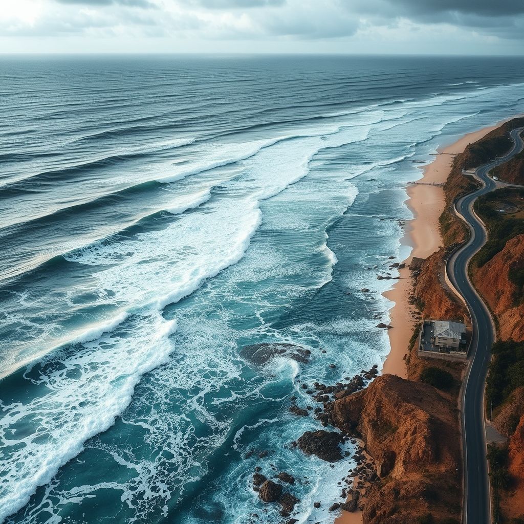 三亚海边狂风掀巨浪淹没公路，极致自然力量的震撼体验
