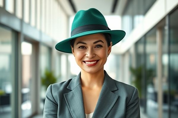 日本商务旅游女老板戴绿色帽子的魅力与智慧