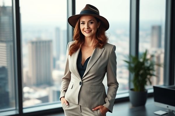 商务旅行戴帽子的女老板：优雅与力量并存的商业领袖