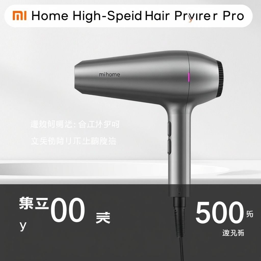 米家高速吹风机Pro：11万转高速马达，不到500元对标戴森