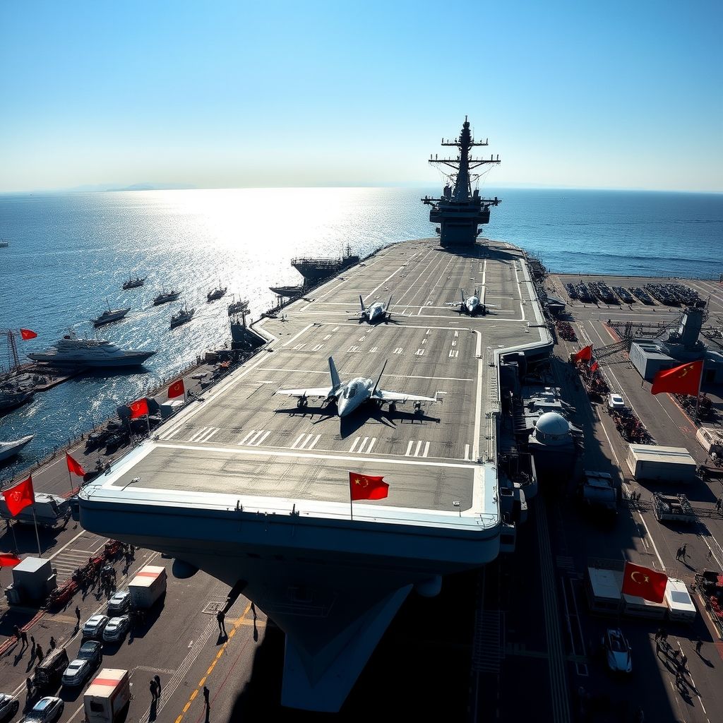 山东舰抵港甲板排出“国安家好”