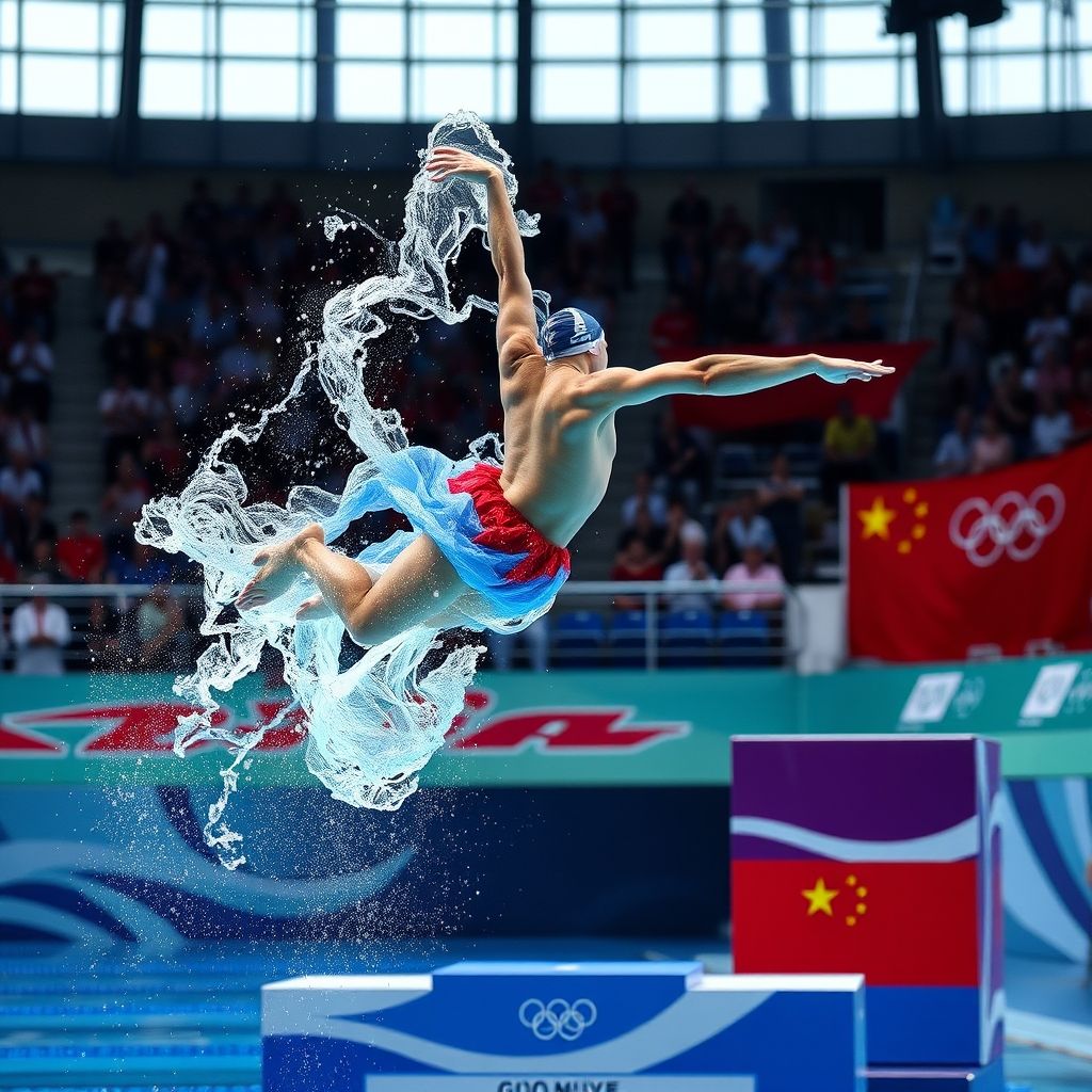 郭牧也获得花样游泳男子自由自选银牌，中国队首次获得该项目奖牌